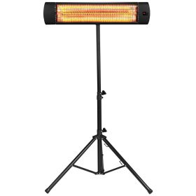 VEVOR Infrared Heater, 1500W Electric Space Heater with Remote Control, LED Screen w/ 3 Speeds & Timer, Outdoor/Outdoor for Patio, Porch, Dining