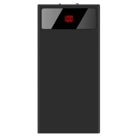 20000mAh Power Bank Ultra Thin External Battery Pack Phone Charger Dual USB Flashlight Battery Remain Display (Option: Black)