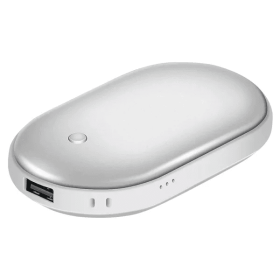 Portable Hand Warmer 5000mAh Power Bank Rechargeable (Option: Silver)