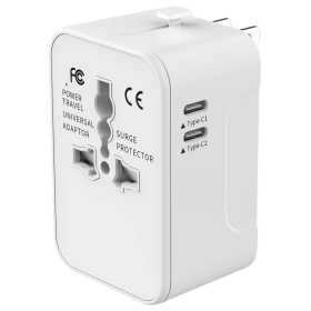Universal Travel Adapter, Portable Worldwide All-in-One Plug Adapter With 3 USB (Option: White)